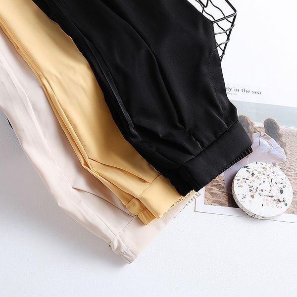 women's shorts women suit loose cropped casual pants high waist straight ropa mujer, White;black
women's shorts women suit loose cropped casual pants high waist straight ropa mujer, White;black