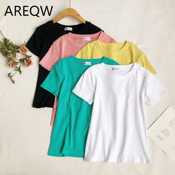 summer simple and versatile candy color round neck short-sleeved slim slimming short t-shirt women 210507, White
summer simple and versatile candy color round neck short-sleeved slim slimming short t-shirt women 210507, White