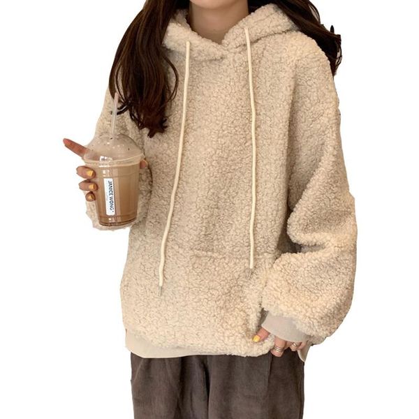 women's hoodies & sweatshirts 2021 autumn and winter imitation lamb plush ladies hoodie loose casual cute bear ears solid pocket drawst, Black
women's hoodies & sweatshirts 2021 autumn and winter imitation lamb plush ladies hoodie loose casual cute bear ears solid pocket drawst, Black