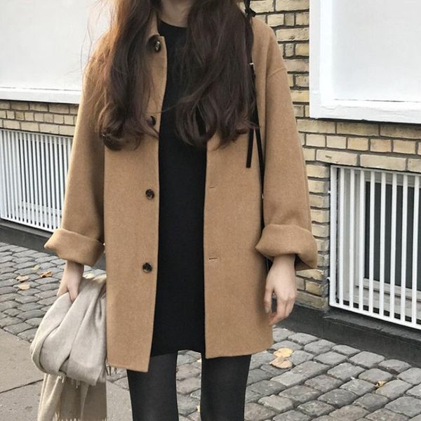 women overcoat loose winter outwear cashmere autumn coat causal long sleeve female blends single breasted turn down women's wool &, Black
women overcoat loose winter outwear cashmere autumn coat causal long sleeve female blends single breasted turn down women's wool &, Black