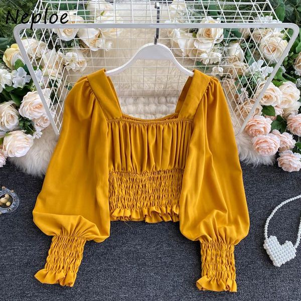 neploe pleated patchwork femme blusas retro square collar slim waist lantern sleeve shirt autumn solid color women blouse women's blo b, White
neploe pleated patchwork femme blusas retro square collar slim waist lantern sleeve shirt autumn solid color women blouse women's blo b, White