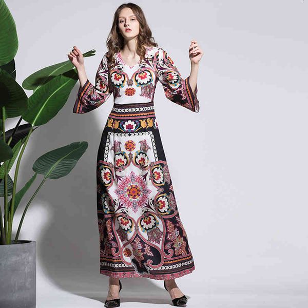 dress vintage autumn fashion printing female flower three quarters v neck long black ankle length, Black;gray
dress vintage autumn fashion printing female flower three quarters v neck long black ankle length, Black;gray