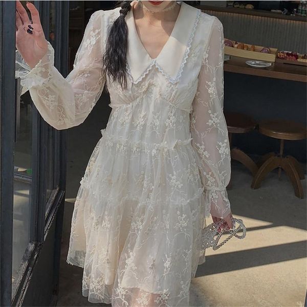 casual dresses cbafu princess cute white floral print women dress long sleeve mesh turn down collar mini french runway party n325, Black;gray
casual dresses cbafu princess cute white floral print women dress long sleeve mesh turn down collar mini french runway party n325, Black;gray
