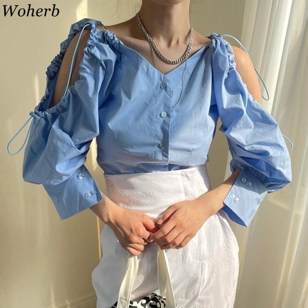 women's blouses & shirts woherb off shoulder drawstring blusas mujer solid ruffles korean blouse summer v neck women 2021 pleated fash, White
women's blouses & shirts woherb off shoulder drawstring blusas mujer solid ruffles korean blouse summer v neck women 2021 pleated fash, White