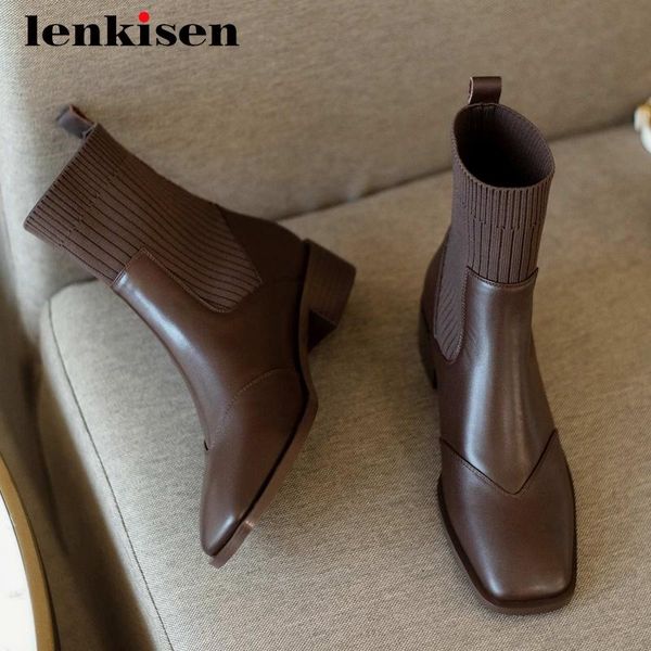 boots lenkisen knitting genuine leather patchwork leisure thick med heel square toe slip on young girls dating ankle l43, Black
boots lenkisen knitting genuine leather patchwork leisure thick med heel square toe slip on young girls dating ankle l43, Black