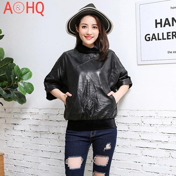 women's leather & faux 2021 women genuine spliced cotton oversized loose pullover jacket batwing sleeve real baggy coat female clothes, Black
women's leather & faux 2021 women genuine spliced cotton oversized loose pullover jacket batwing sleeve real baggy coat female clothes, Black
