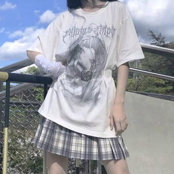 kuakuayu hjn summer japanese cartoon dark casual gothic tees hip-hop letter print ulzzang short-sleeved vintage women's t-shirt, White
kuakuayu hjn summer japanese cartoon dark casual gothic tees hip-hop letter print ulzzang short-sleeved vintage women's t-shirt, White