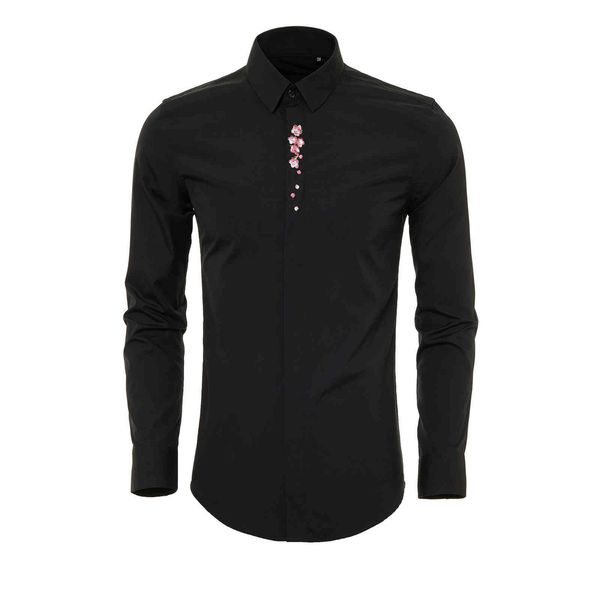 business shirt deluxe and 2021 long sleeve one plum embroidery men's fashion brand non iron cotton straight, White;black
business shirt deluxe and 2021 long sleeve one plum embroidery men's fashion brand non iron cotton straight, White;black