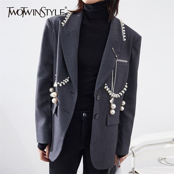 vintage patchwork pearl blazer for women notched long sleeve casual blazers female fashion clothing 210524, White;black
vintage patchwork pearl blazer for women notched long sleeve casual blazers female fashion clothing 210524, White;black