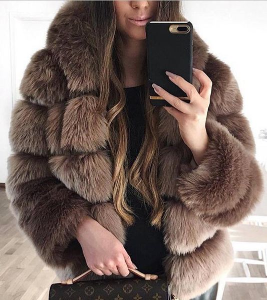 women's fur & faux women coat winter thick fluffy long sleeve warm hooded outerwear luxury jacket elegant mujer bontjas jackets, Black
women's fur & faux women coat winter thick fluffy long sleeve warm hooded outerwear luxury jacket elegant mujer bontjas jackets, Black