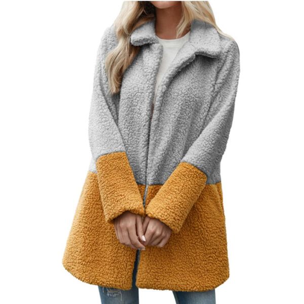 women's wool & blends fall/winter style lapel stitching long-sleeved coat mid-length cashmere loose casual woolen, Black
women's wool & blends fall/winter style lapel stitching long-sleeved coat mid-length cashmere loose casual woolen, Black