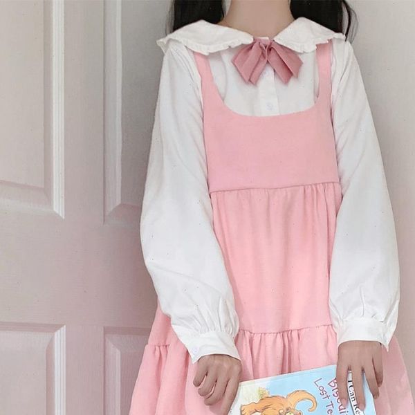 japan autumn womens dresses kawaii lolita two piece suit cosplay loli bow rabbit ears shirt sweet soft girl sleeveless ruffles, Black;gray
japan autumn womens dresses kawaii lolita two piece suit cosplay loli bow rabbit ears shirt sweet soft girl sleeveless ruffles, Black;gray