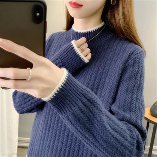 women's sweaters winter thick warm knit sweater women autumn fashion solid half turtleneck pullover casual jumpers loose femme, White;black
women's sweaters winter thick warm knit sweater women autumn fashion solid half turtleneck pullover casual jumpers loose femme, White;black