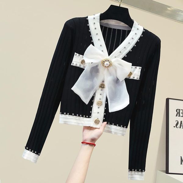women's sweaters autumn winter korean style fashion women v neck bow long sleeves beading knitted sweater ladies casual, White;black
women's sweaters autumn winter korean style fashion women v neck bow long sleeves beading knitted sweater ladies casual, White;black