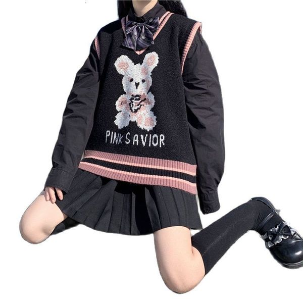 women's sweaters colete de malha estilo preppy suéter feminino com senho coelho fofo primavera vintage gola em v harajuku bzeh, White;black
women's sweaters colete de malha estilo preppy suéter feminino com senho coelho fofo primavera vintage gola em v harajuku bzeh, White;black