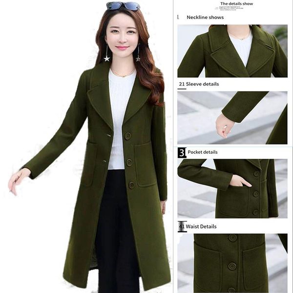 women's wool & blends coat 2021 thick woolen coat, medium-length slim and thin solid color fashionable, Black
women's wool & blends coat 2021 thick woolen coat, medium-length slim and thin solid color fashionable, Black