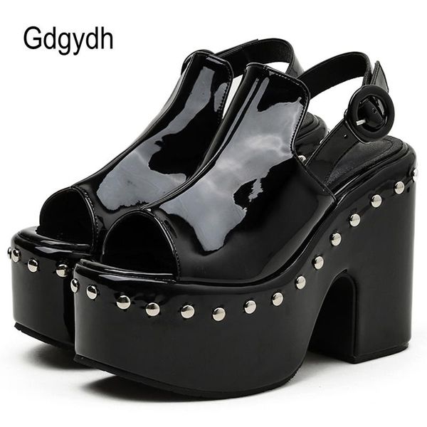 sandals gdgydh peep toe platform high-heeled shoes women rivet black gothic style mules block heel summer cool
sandals gdgydh peep toe platform high-heeled shoes women rivet black gothic style mules block heel summer cool