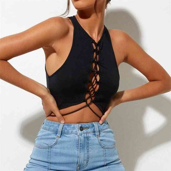 women summer slim bandage tank camis sleeveless o-neck solid female fashion short elasticity clothing 210513, White
women summer slim bandage tank camis sleeveless o-neck solid female fashion short elasticity clothing 210513, White