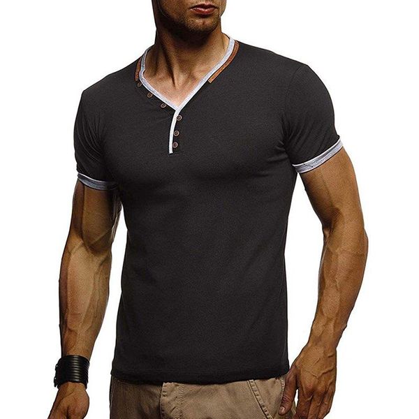 men's t-shirts fashion fitness t-shirt summer short sleeve charming v neck casual buttons male clothing solid color tees large sizes, White;black
men's t-shirts fashion fitness t-shirt summer short sleeve charming v neck casual buttons male clothing solid color tees large sizes, White;black