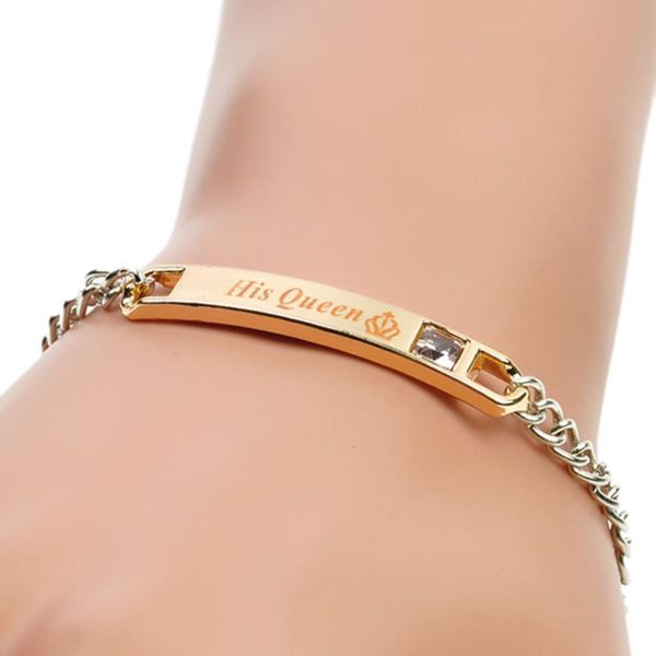 charm bracelets her king his queen rose gold couples lettering fashion crystal bracelet for women men valentine's day gift, Golden;silver
charm bracelets her king his queen rose gold couples lettering fashion crystal bracelet for women men valentine's day gift, Golden;silver