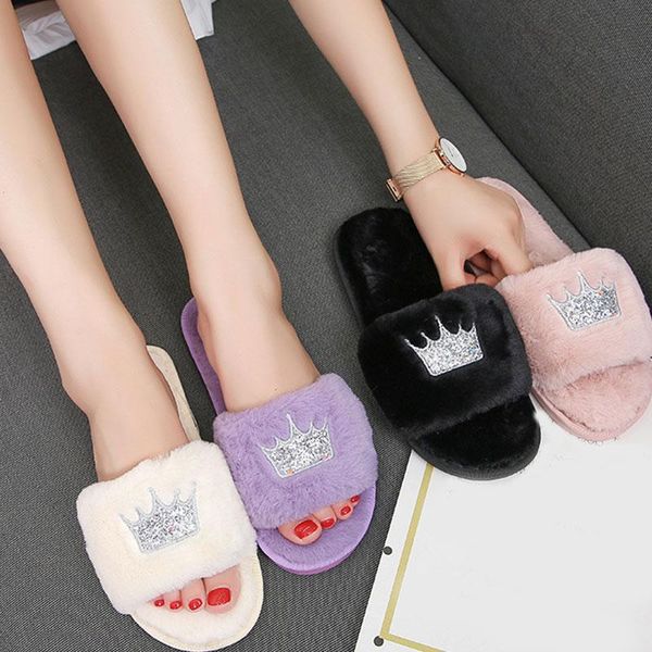 slippers fashion crown women fur winter plush warm big size home soft indoor fluffy shoes, Black
slippers fashion crown women fur winter plush warm big size home soft indoor fluffy shoes, Black