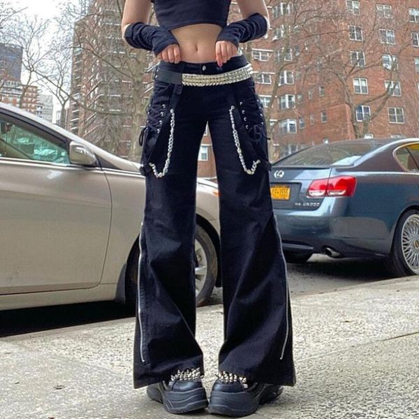 women's pants & capris gothic women wide leg harajuku e girl hight waist casual female streetwear bandage chain punk baggy trousers p85, Black;white
women's pants & capris gothic women wide leg harajuku e girl hight waist casual female streetwear bandage chain punk baggy trousers p85, Black;white