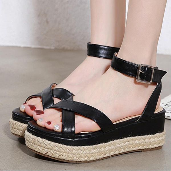 fashion women sandals straw shoes summer wedges ankle strap casual ladies flat discount drop ship, Black
fashion women sandals straw shoes summer wedges ankle strap casual ladies flat discount drop ship, Black