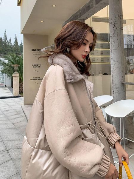 women's fur & faux cxfs 2021 real natural sheep down jacket women coat mink collar double-faced genuine leather warm winter outerwear, Black
women's fur & faux cxfs 2021 real natural sheep down jacket women coat mink collar double-faced genuine leather warm winter outerwear, Black