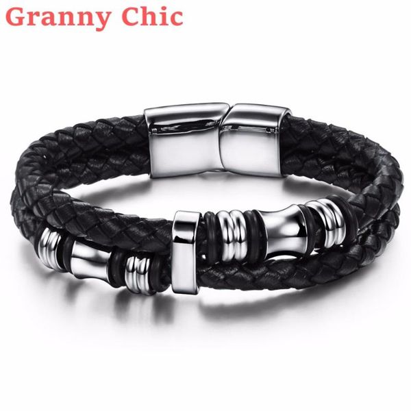granny chic men's wristband bracelet jewelry stainless steel magnetic multi-layer gift punk rock black genuine leather bangle link, cha
granny chic men's wristband bracelet jewelry stainless steel magnetic multi-layer gift punk rock black genuine leather bangle link, cha