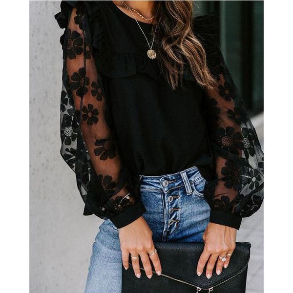 women's blouses & shirts woman elegant mesh patchwork blouse long sleeve black lace transparent flower lantern pullover streetwear, White
women's blouses & shirts woman elegant mesh patchwork blouse long sleeve black lace transparent flower lantern pullover streetwear, White
