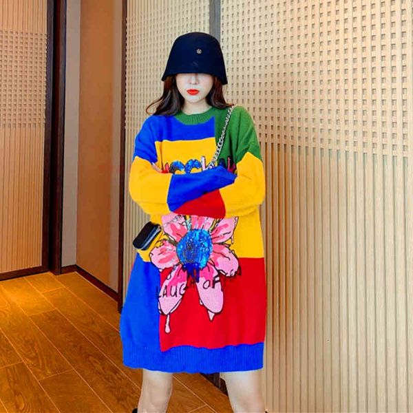 sweaters european station rainbow color-blocking cartoon sequined sweater women's mid-length loose and lazy outer wear pullover top, White;black
sweaters european station rainbow color-blocking cartoon sequined sweater women's mid-length loose and lazy outer wear pullover top, White;black