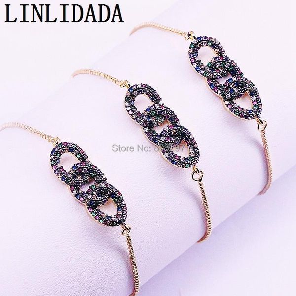 link, chain 6pcs 3-circle shape rainbow cz zirconia bracelets for women. micro pave charm bracelet jewelry, Black
link, chain 6pcs 3-circle shape rainbow cz zirconia bracelets for women. micro pave charm bracelet jewelry, Black