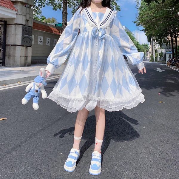 casual dresses sweet women's lolita op dress loose sailor collar cute one piece fall elegant color blue & white ies, Black;gray
casual dresses sweet women's lolita op dress loose sailor collar cute one piece fall elegant color blue & white ies, Black;gray