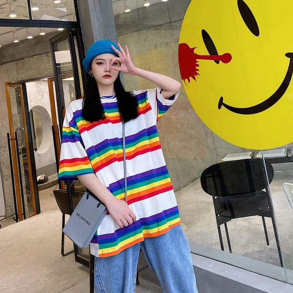 women's t-shirt summer striped t-shirts women o-neck short sleeve t shirts colorful ins hip hop tshirt streetwear tees oversize 5xl, White
women's t-shirt summer striped t-shirts women o-neck short sleeve t shirts colorful ins hip hop tshirt streetwear tees oversize 5xl, White