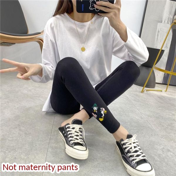 duck cartoon embroidery letters slim slimming cotton stretch fashion nine points leggings female pants maternity bottoms, White
duck cartoon embroidery letters slim slimming cotton stretch fashion nine points leggings female pants maternity bottoms, White
