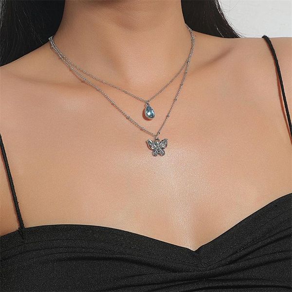 chains vintage multilayer pendant butterfly necklace for women butterflies blue crystal charm choker boho fashion jewelry gift, Silver
chains vintage multilayer pendant butterfly necklace for women butterflies blue crystal charm choker boho fashion jewelry gift, Silver