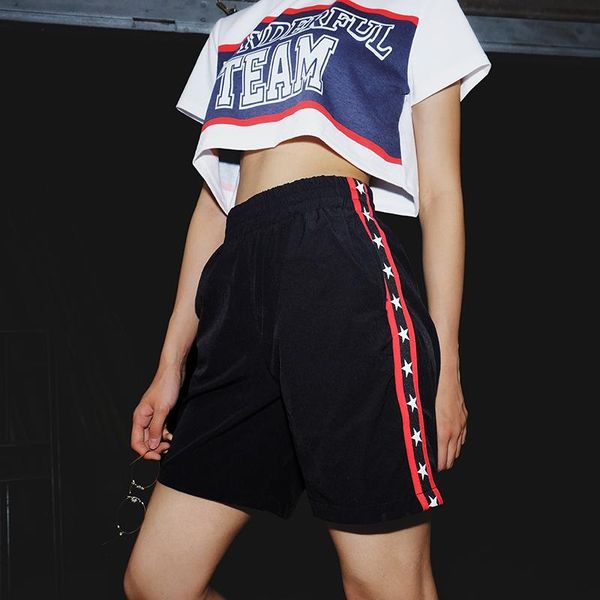 women summer short sweetown casual cotton ladies suit shorts high waisted straight star stripe cool girl h women's, White;black
women summer short sweetown casual cotton ladies suit shorts high waisted straight star stripe cool girl h women's, White;black
