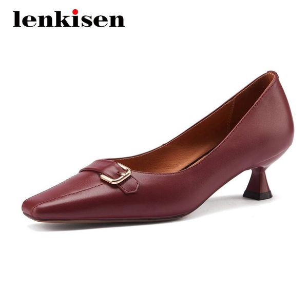 lenkisen concise style full grain leather three colors big size buckle decorations square toe med strange heel slip on pumps l42 dress shoes, Black
lenkisen concise style full grain leather three colors big size buckle decorations square toe med strange heel slip on pumps l42 dress shoes, Black