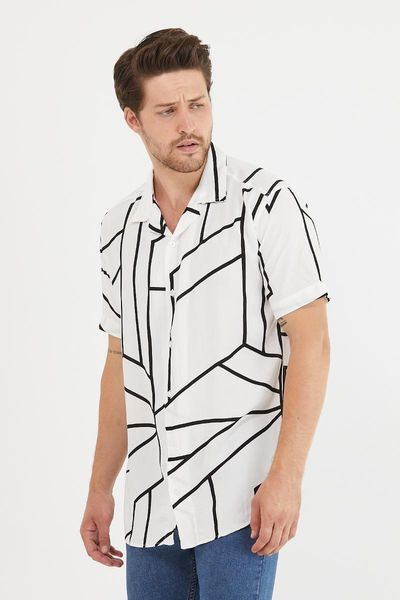 men's casual shirts gavazzi black/white pattern/striped male draped regular fit v-collar short-sleeved summer shirt turkey", White;black
men's casual shirts gavazzi black/white pattern/striped male draped regular fit v-collar short-sleeved summer shirt turkey", White;black