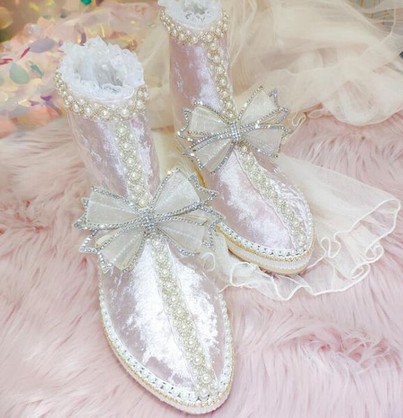 light pink pointed inside the middle with lolita short tube boots women's shoes winter sponge cake butterfly, Black
light pink pointed inside the middle with lolita short tube boots women's shoes winter sponge cake butterfly, Black