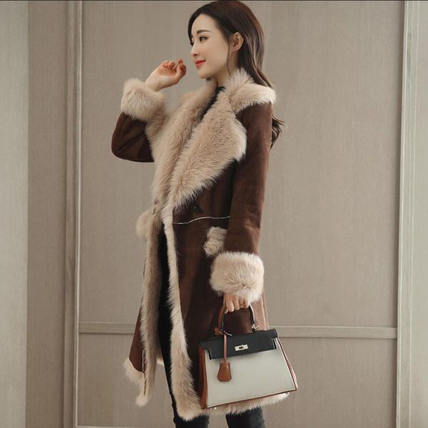 blends women wool coat winter elegant solid color suede cashmere coats female outerwear warm slim plus veet jacket, Black
blends women wool coat winter elegant solid color suede cashmere coats female outerwear warm slim plus veet jacket, Black