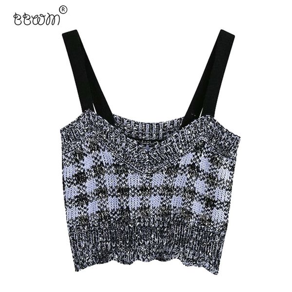 women sweet fashion patchwork plaid cropped knitted camis vintage backless wide straps female chic camisole 210531, White
women sweet fashion patchwork plaid cropped knitted camis vintage backless wide straps female chic camisole 210531, White