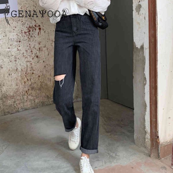 genayooa ripped casual high waist streetewear denim pants boyfriend jeans for women korean style 210417, Blue
genayooa ripped casual high waist streetewear denim pants boyfriend jeans for women korean style 210417, Blue