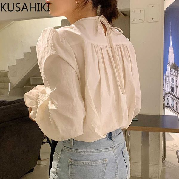 korean chic spring blouse women pleated bow tie o-neck doll shirt causal puff long sleeve blusas mujer de moda 210603, White
korean chic spring blouse women pleated bow tie o-neck doll shirt causal puff long sleeve blusas mujer de moda 210603, White