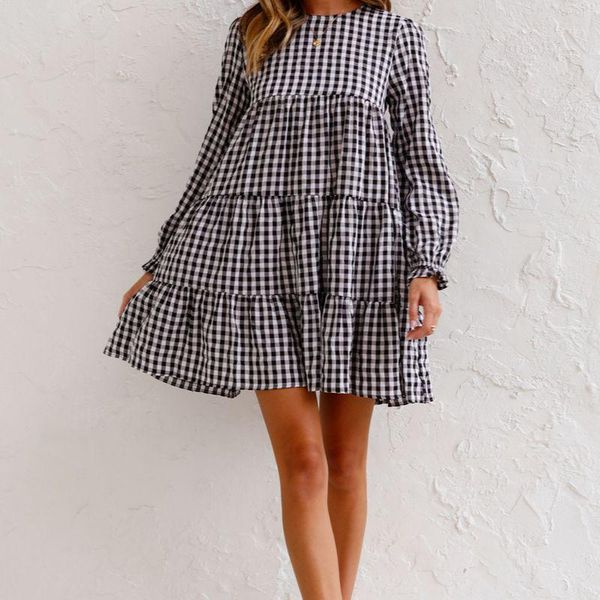 casual dresses woman plaid dress ladies long sleeve robe 2021 autumn winter o-collar fashion loose mini sweet retro party vestidos, Black;gray
casual dresses woman plaid dress ladies long sleeve robe 2021 autumn winter o-collar fashion loose mini sweet retro party vestidos, Black;gray