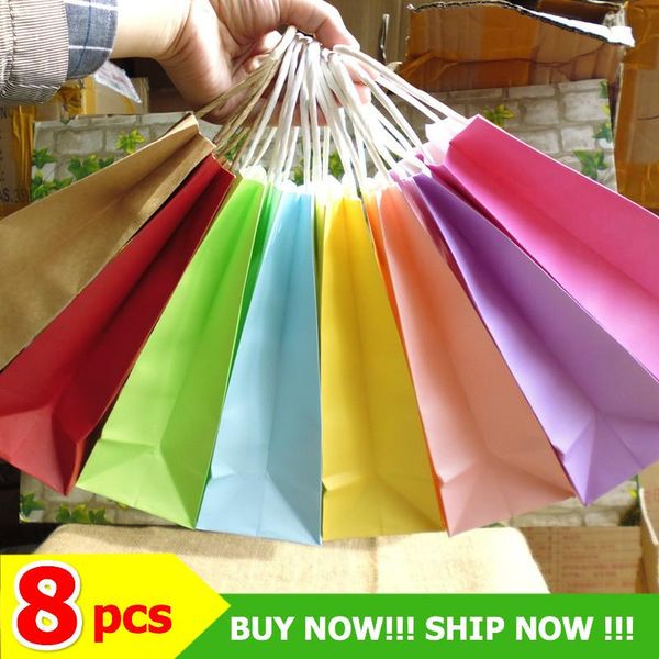 gift wrap 8 pcs/lot solid color paper bag with handle 21x13x8cm festival bags baby birthday children's day party
gift wrap 8 pcs/lot solid color paper bag with handle 21x13x8cm festival bags baby birthday children's day party