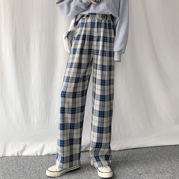 plaid pants women's casual chic oversize high waist loose wide leg pants korean harajuku hip hop all with pants, Black;white
plaid pants women's casual chic oversize high waist loose wide leg pants korean harajuku hip hop all with pants, Black;white