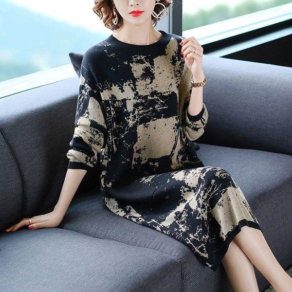 casual dresses women autumn winter vintage elegant knitted female fashion patchwork dress ladies knee-length sweater p95, Black;gray
casual dresses women autumn winter vintage elegant knitted female fashion patchwork dress ladies knee-length sweater p95, Black;gray