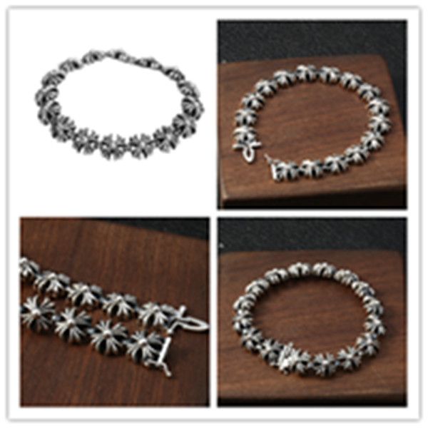 925 sterling silver crosses link chain bracelets american european antique handmade vintage designer luxury jewelry accessories gifts 01, Black
925 sterling silver crosses link chain bracelets american european antique handmade vintage designer luxury jewelry accessories gifts 01, Black