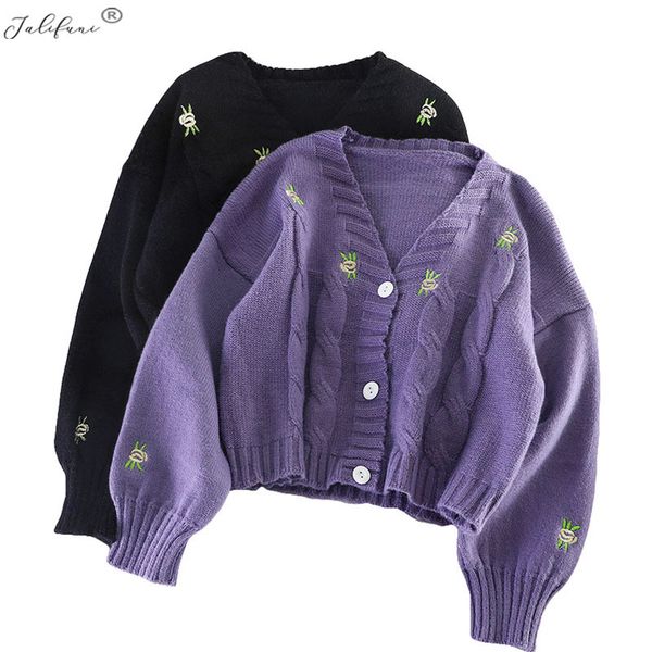 women casual cardigans sweater autumn winter fashion long sleeve button embroidery knit v-neck floral print sweater 210415, White;black
women casual cardigans sweater autumn winter fashion long sleeve button embroidery knit v-neck floral print sweater 210415, White;black